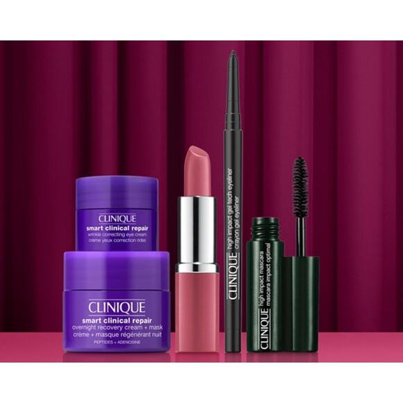 Clinique x Jonathan Cohen 6Pcs Gift Set Smart Eye & Cream Mask Eyeliner Lipstick - Picture 2 of 3
